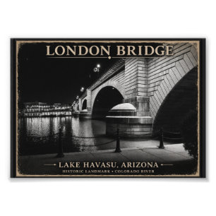 London Bridge Black & White Night Photo Print