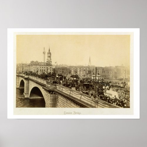 London Bridge c1880 sepia photo Poster