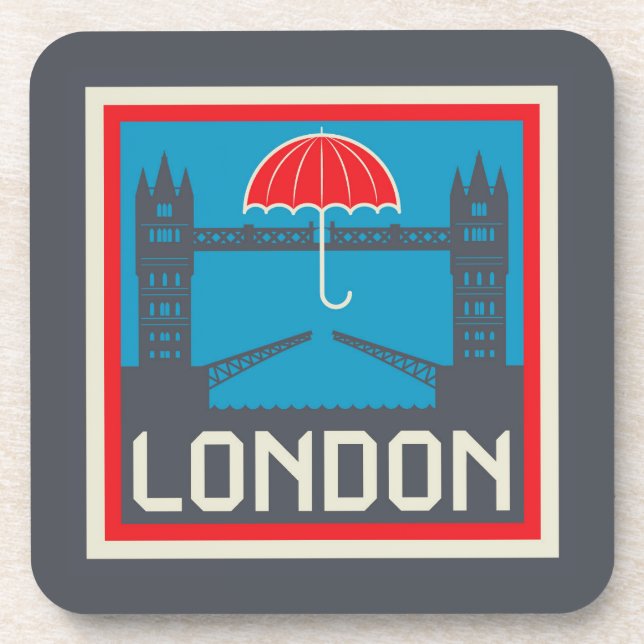 London Bridge with Umbrella Beverage Coaster (Front)