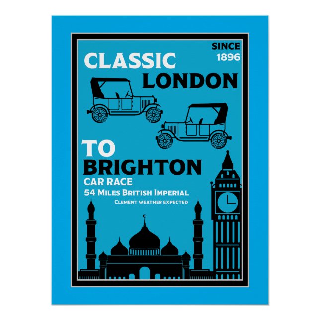 London Brighton Vintage Car Run Poster (Front)