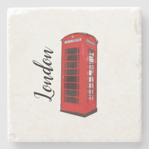 London British Red Phone Booth  Stone Coaster