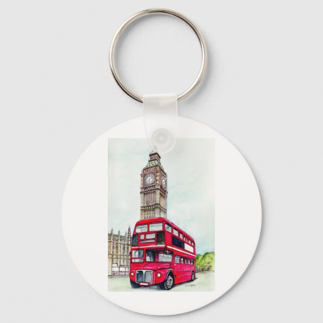 London Bus and Big Ben Keychain (Front)