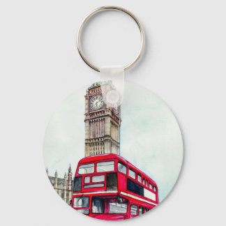 London Bus and Big Ben Keychain