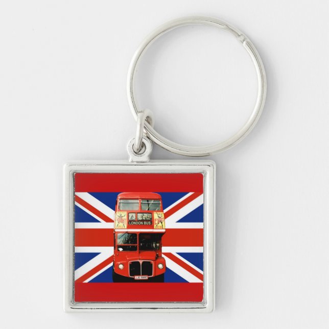 London Bus and British Flag Keychain (Front)