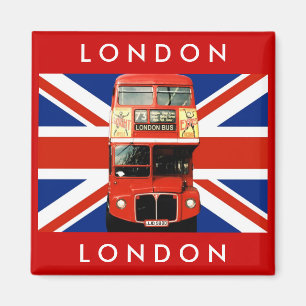 London Bus and British Flag Magnet