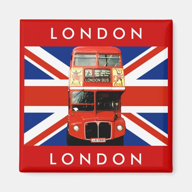 London Bus and British Flag Magnet (Front)