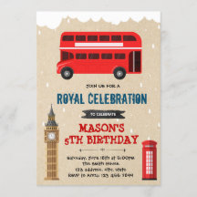 Birthday Party Invitations Fill-ins 20 BPFI-048 London Style Union Jack 