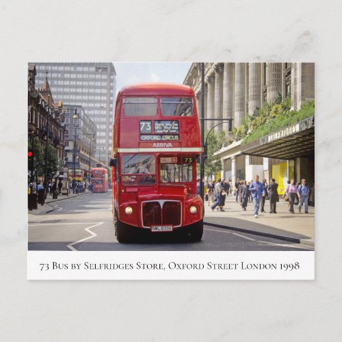 London Bus by Selfridges on Oxford St 1998 Postcard