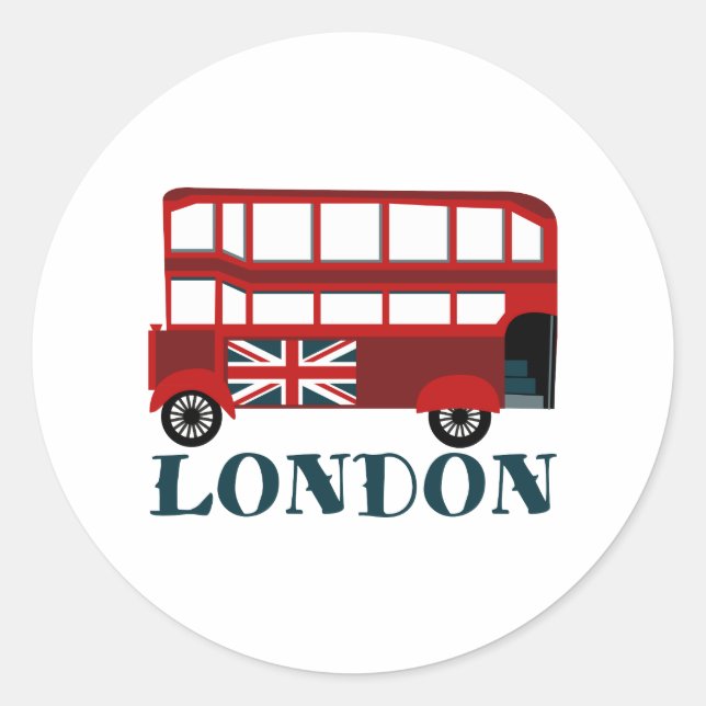 London Bus Classic Round Sticker (Front)