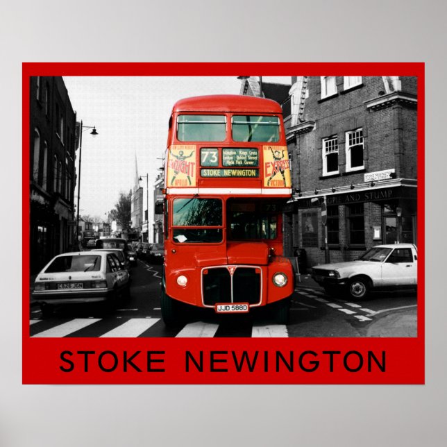 London Bus in Stoke Newington Poster (Front)