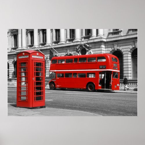 London Bus  Red Telephone Box Poster