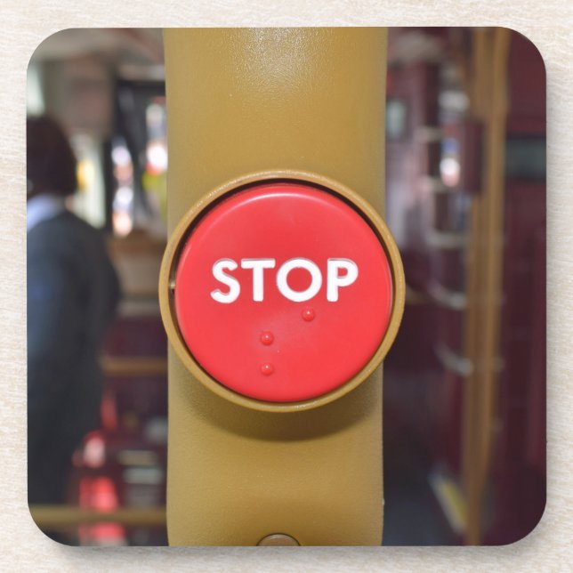 London bus stop button close up coasters (Front)