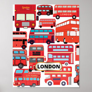 London Buses--Quaint and functional poster