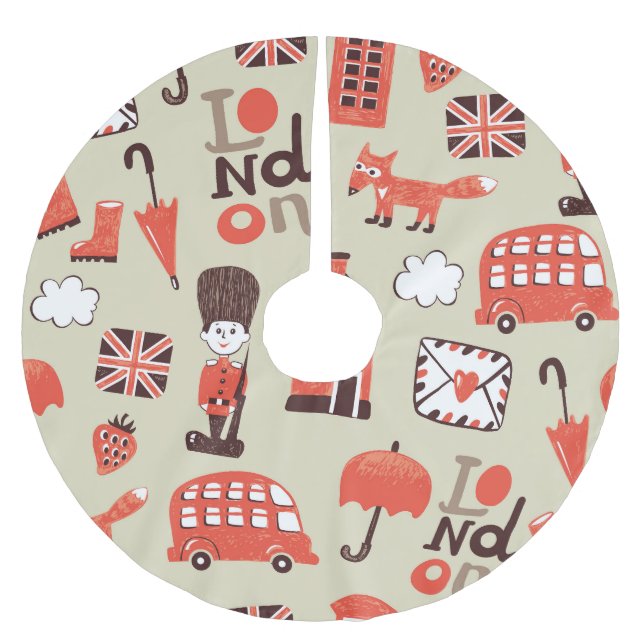 London Childish: Funny Pattern Design Brushed Polyester Tree Skirt (Front)