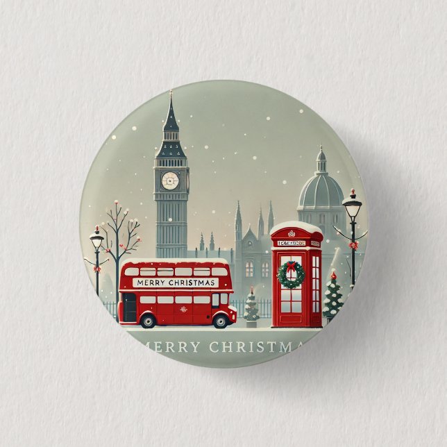London Christmas | Big Ben & Festive London Button (Front)