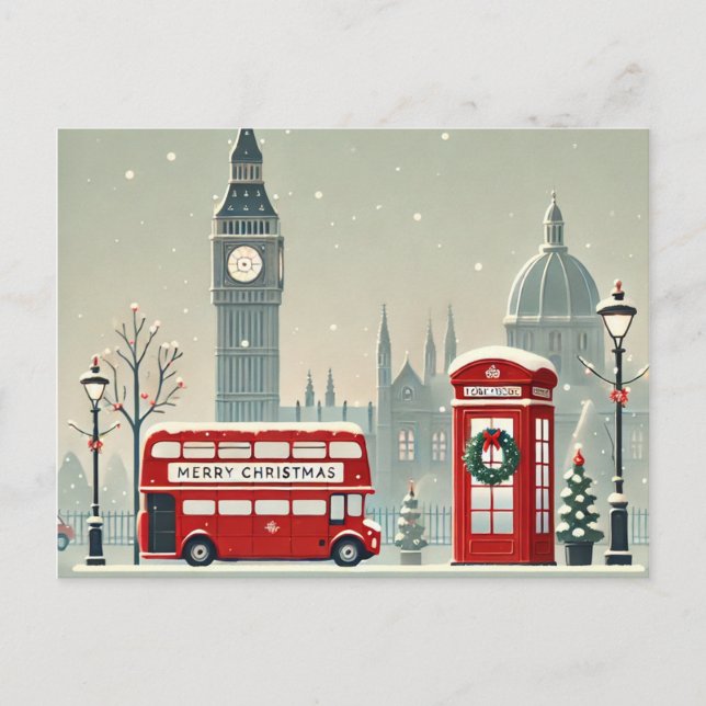 London Christmas | Big Ben & Festive London Holiday Postcard (Front)