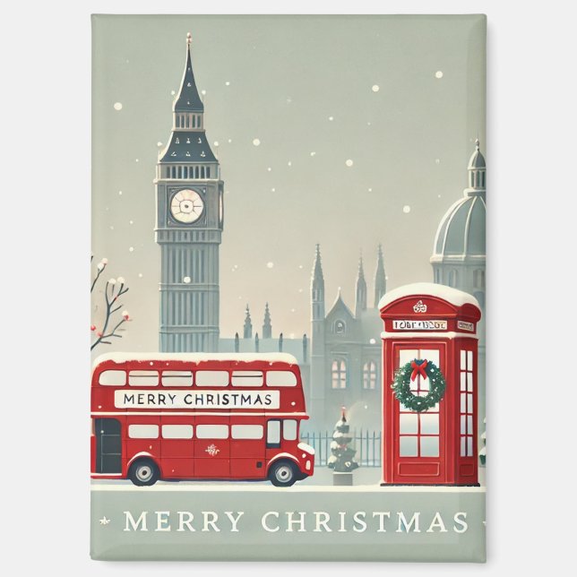 London Christmas | Big Ben & Festive London Magnet (Front)