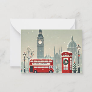 London Christmas Big Ben & Festive London Note Card