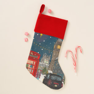 London Christmas Night Cityscape Retro-inspired Stocking