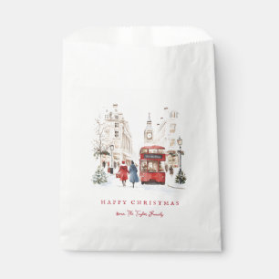 London Christmas Watercolor City Scene Favor Bag