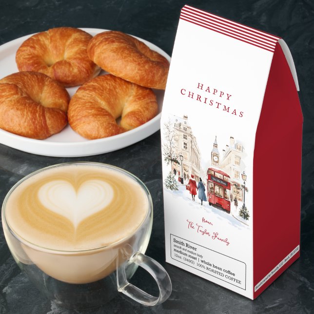 London Christmas Watercolor City Scene Roasted Coffee (Breakfast)