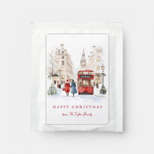 London Christmas Watercolor City Scene Tea Bag Drink Mix