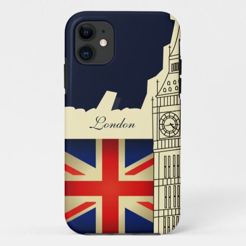 London City Big Ben Union Jack Flag iPhone 11 Case