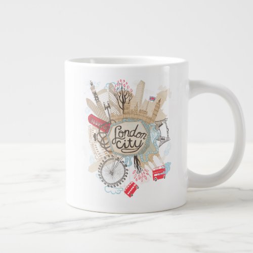 London City Doodle Art Giant Coffee Mug