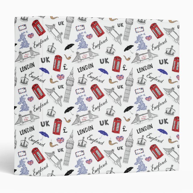 London City Doodles Pattern 3 Ring Binder (Front/Spine)