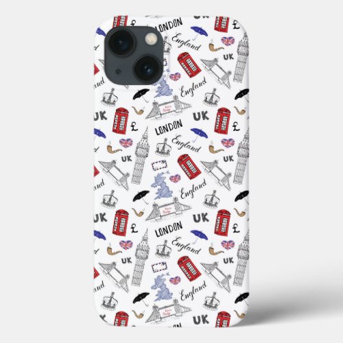 London City Doodles Pattern iPhone 13 Case