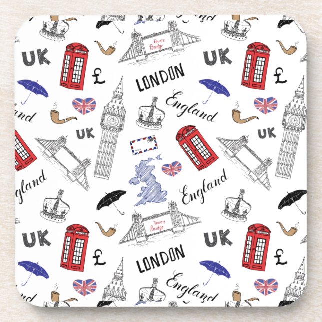 London City Doodles Pattern Coaster (Front)