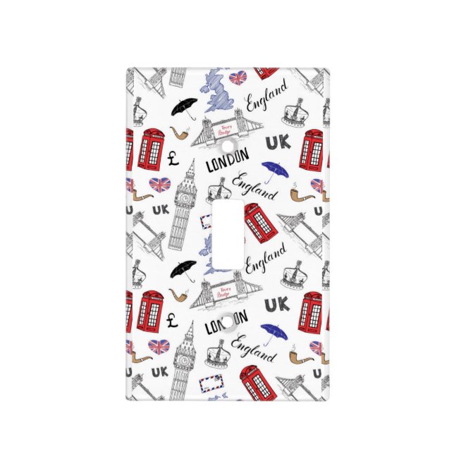 London City Doodles Pattern Light Switch Cover (Front)