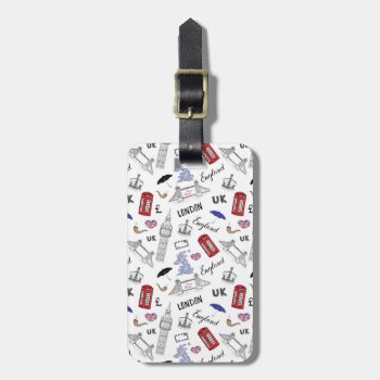 London City Doodles Pattern Luggage Tag by adventurebeginsnow at Zazzle