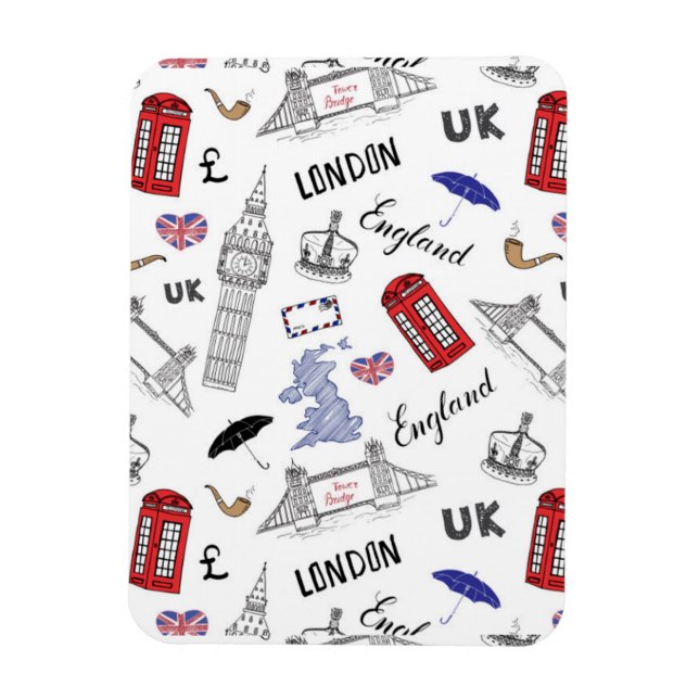 London City Doodles Pattern Magnet (Vertical)