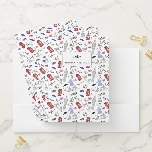 London City Doodles Pattern Pocket Folder