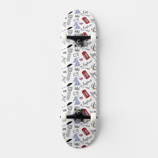 London City Doodles Pattern Skateboard Deck (Front)