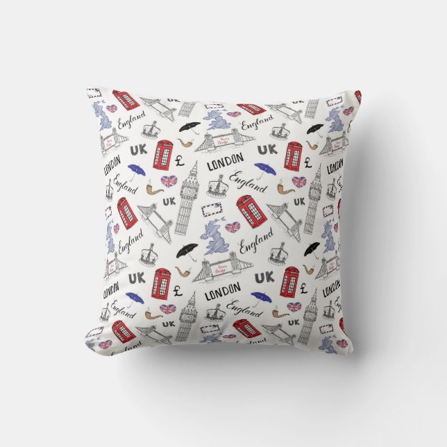 London City Doodles Pattern Throw Pillow (Front)