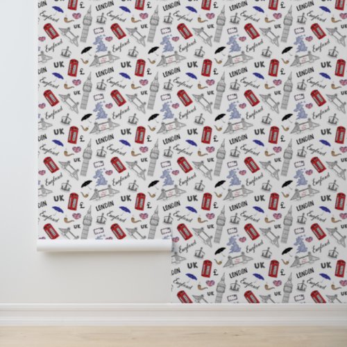 London City Doodles Pattern Wallpaper