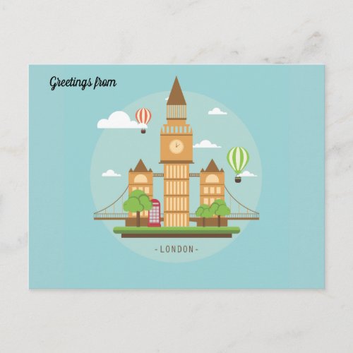 London City Illustration Postcard
