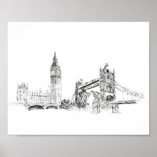 London city illustration poster