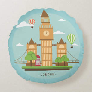 London City Illustration Round Pillow