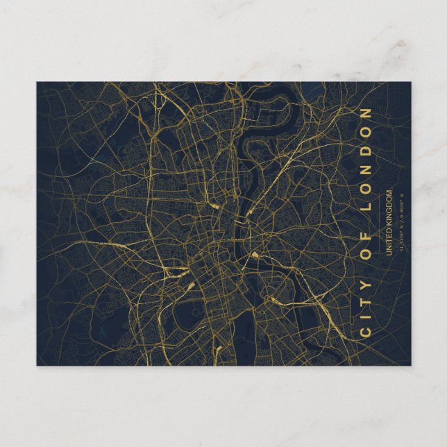 London City Map Minimal Postcard (Front)