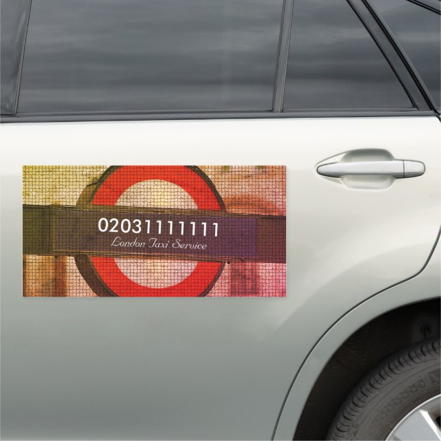London City Mosaic Effect Taxi Service Car Magnet (In Situ)