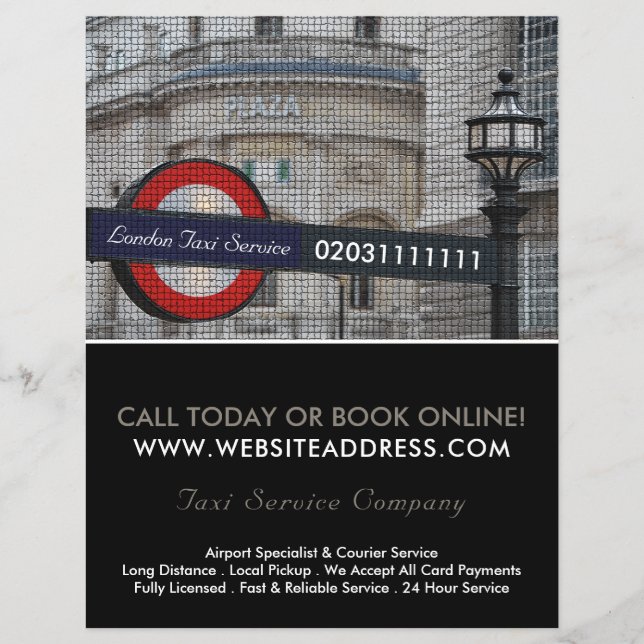 London City Mosaic Effect Taxi Sign & Price List Flyer (Front)