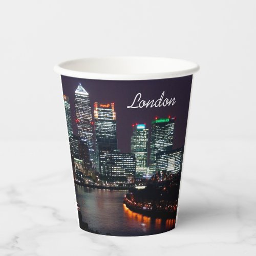 London City Night Skyline UK British Travel Paper Cups