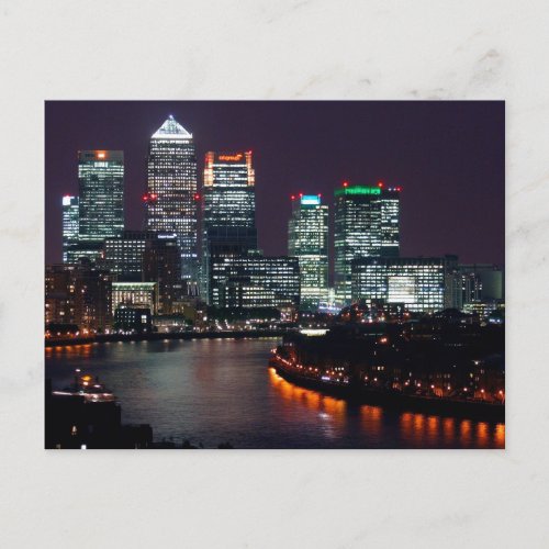 London City Night UK British Travel Postcard