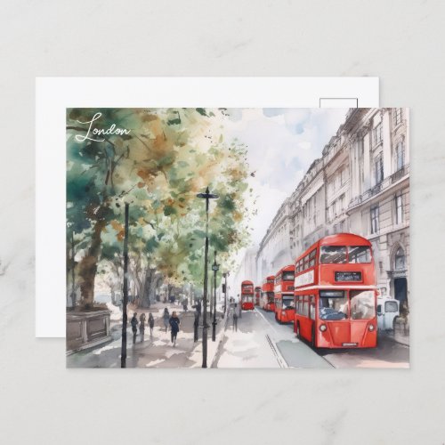 London City Red bus  England Travel Postcard