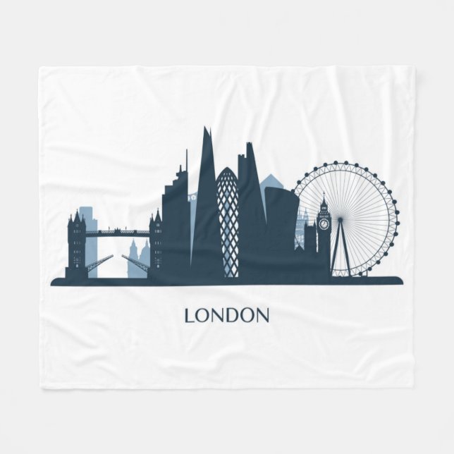 London City Skyline Fleece Blanket (Front (Horizontal))