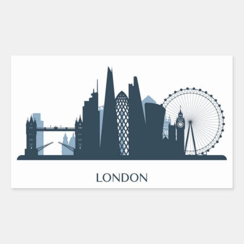 London City Skyline Rectangular Sticker