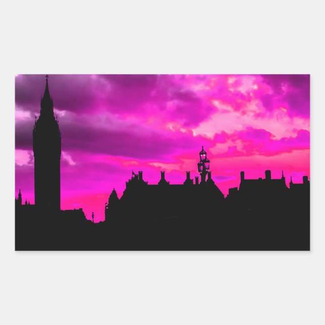 London City Sunset Rectangular Sticker (Front)